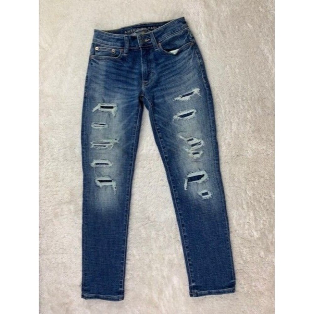 American Eagle Size 26x28 Womens Jeans Next Level Stretch Slim Mid Rise Med Wash